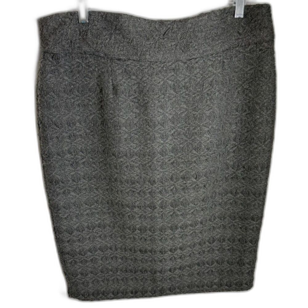Grace Elements Women’s Textured Pencil Skirt Charcoal Gray Wool Blend